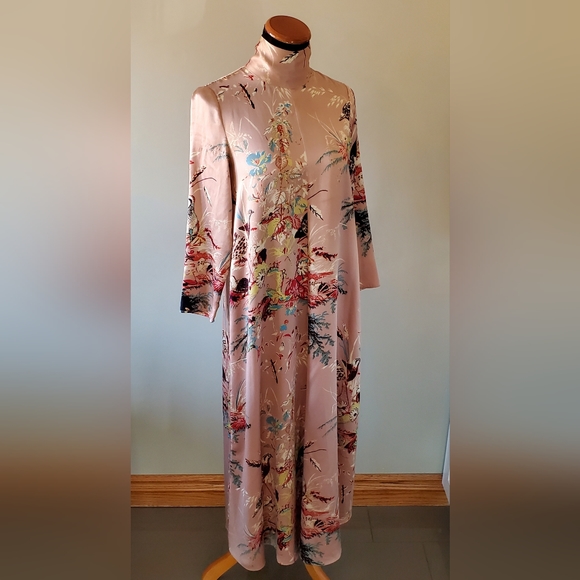 Aritzia Wilfred XS Laverne 100% Silk Floral High Neck Cottagecore Midi Dress - Picture 8 of 12
